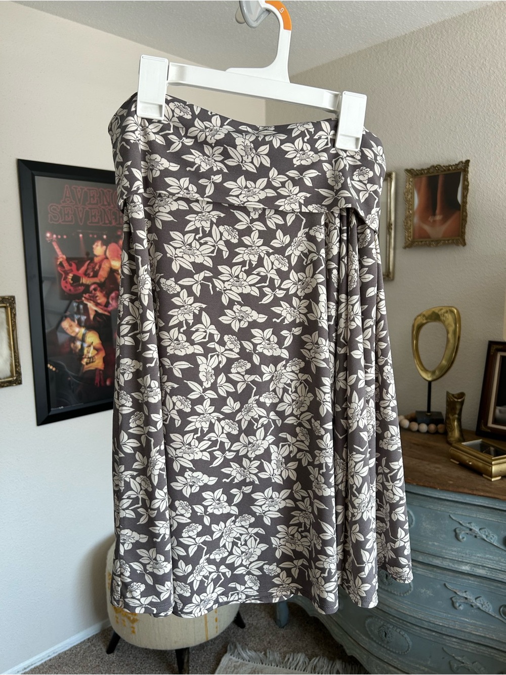 Vtg 90s Y2K Floral Midi Skirt Fold Over Cottagecore Flowy Dainty Fairy Layering